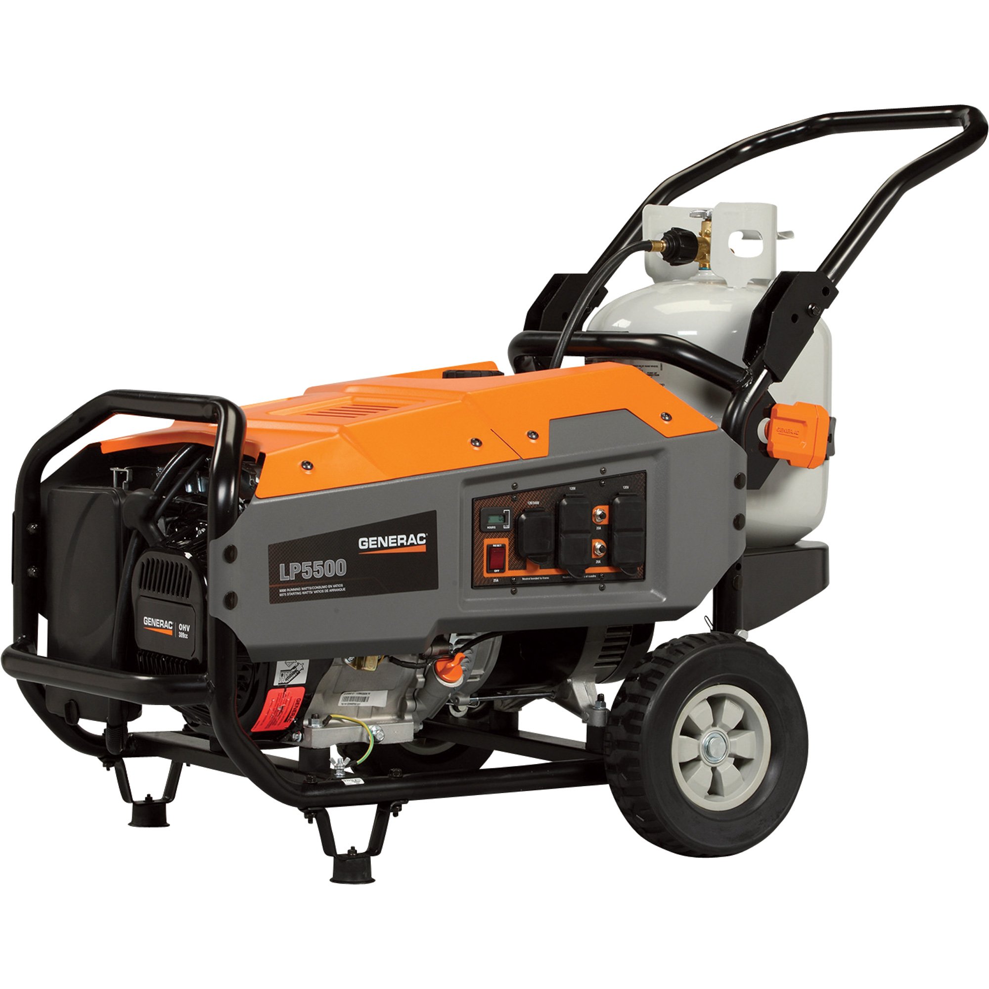 Generac LP5500 Portable Propane Generator — 6875 Surge Watts, 5500 Rated Watts, CARB Compliant, Model# 6001